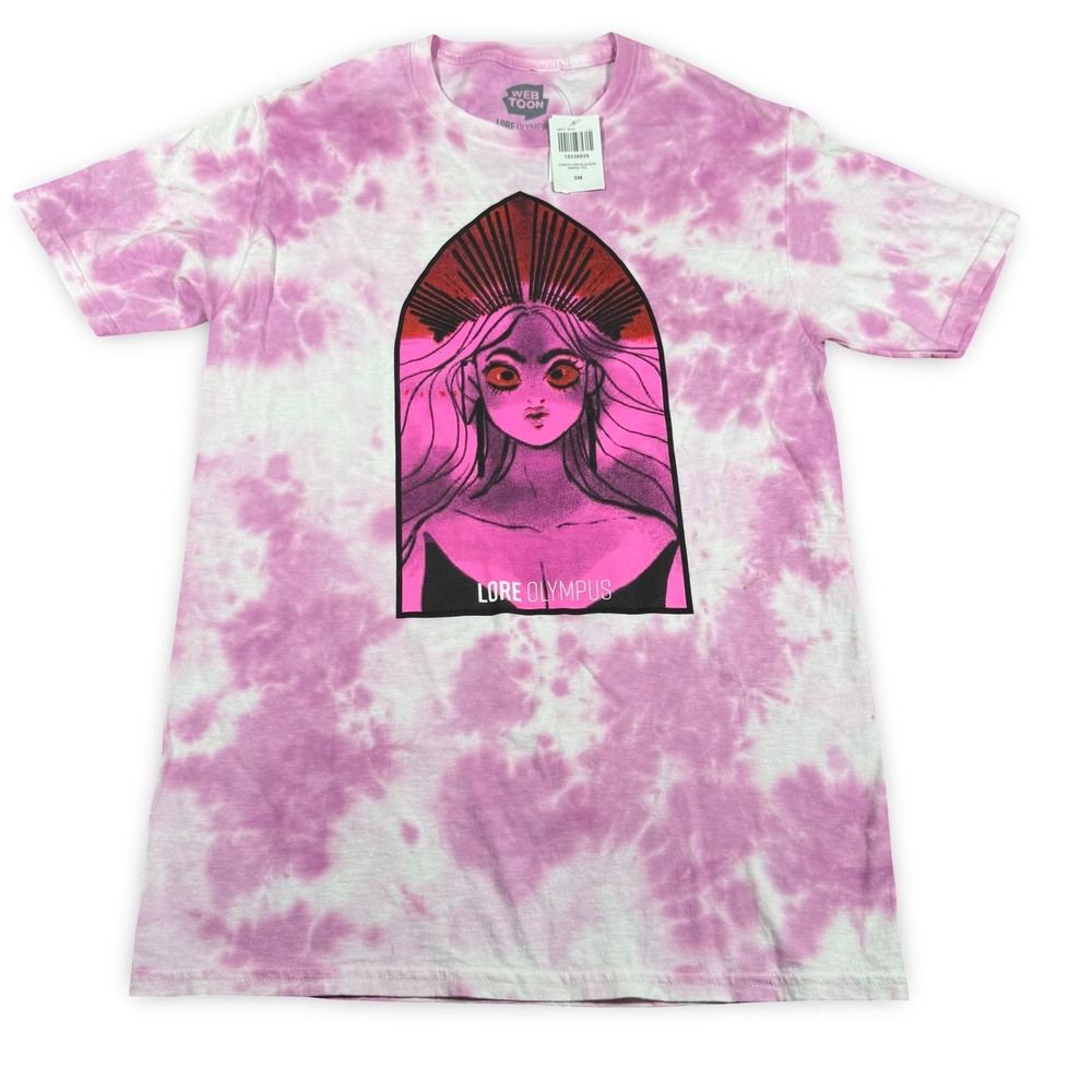⁠Lore Olympus Webtoon Shirt Small Pink Tie Dye Killer‎ Queen Graphic T Shirt NWT